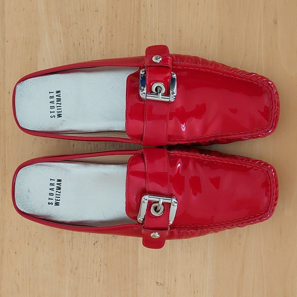 Stuart Weitzman Red Patent Leather Mules - Picture 5 of 15